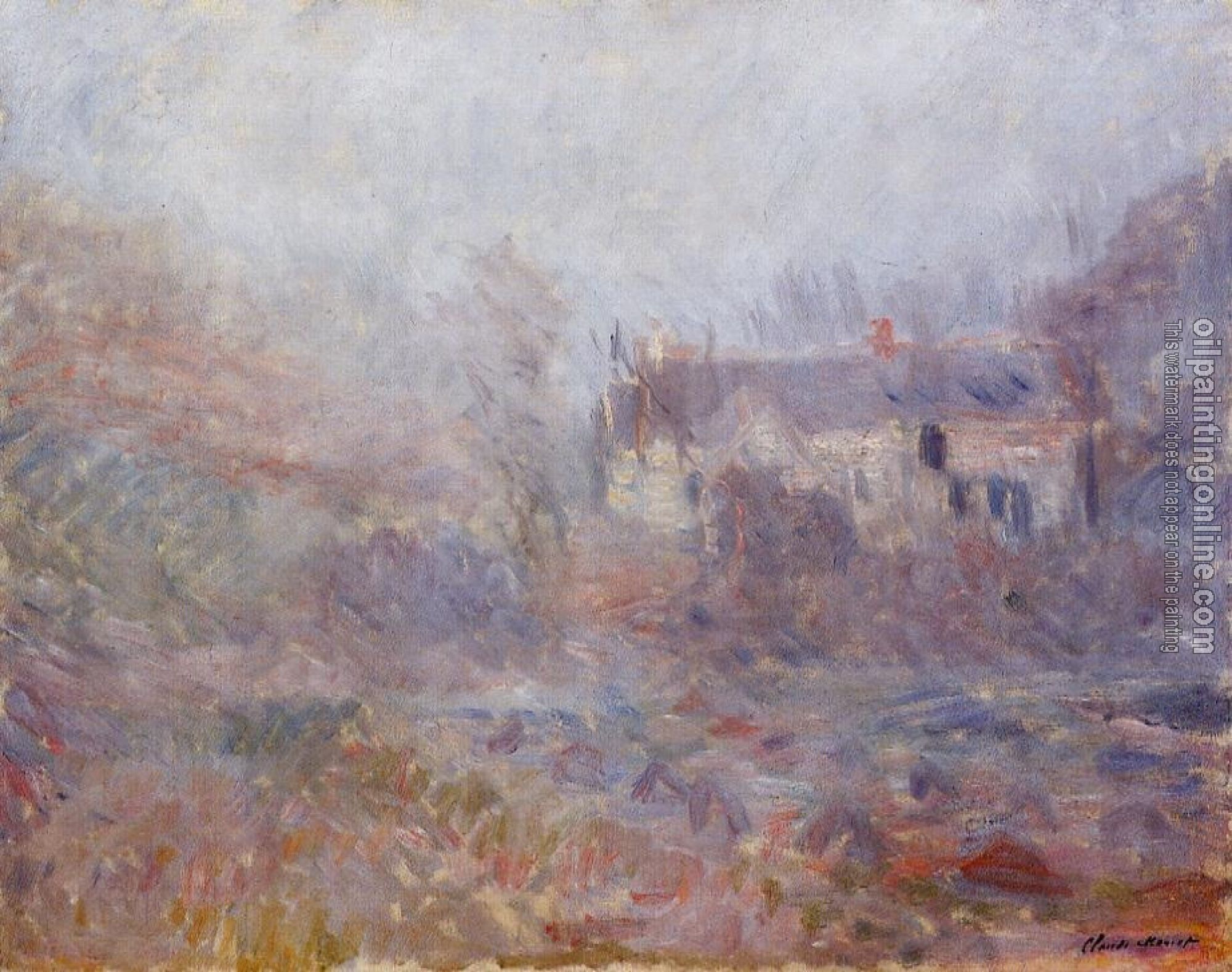 Monet, Claude Oscar - Houses at Falaise in the Fog